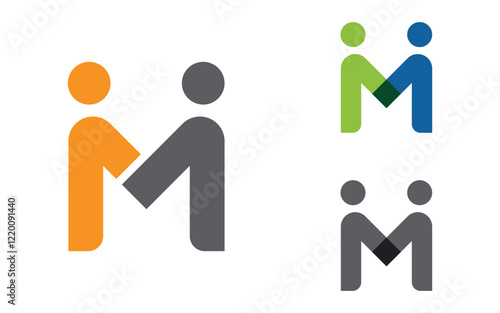M Letter Community Vector icon design illustration Template