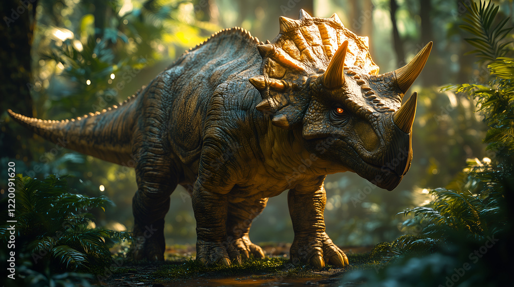 Fototapeta premium triceratops in the jungle