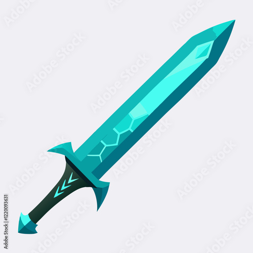 Crystal Ice Sword - Fantasy Weapon, Magic Blade, RPG Game Icon

