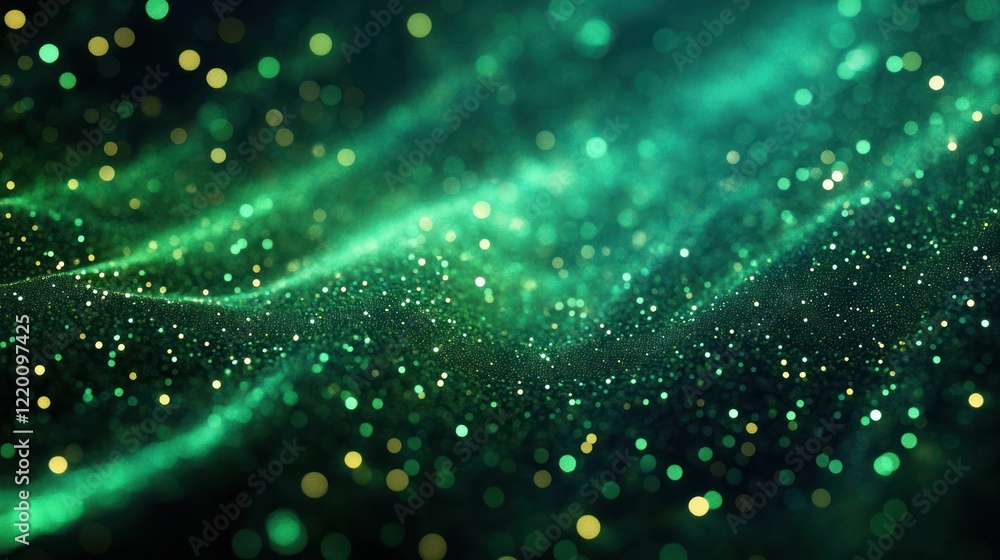 Digital Transformation of Network Connections with Abstract Green Light Patterns and Bokeh Effect Digital Transformation of Network Connections with Abstract Green Light Patterns and Bokeh Effect