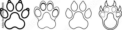 Various Animal Paw Print Vector Illustrations