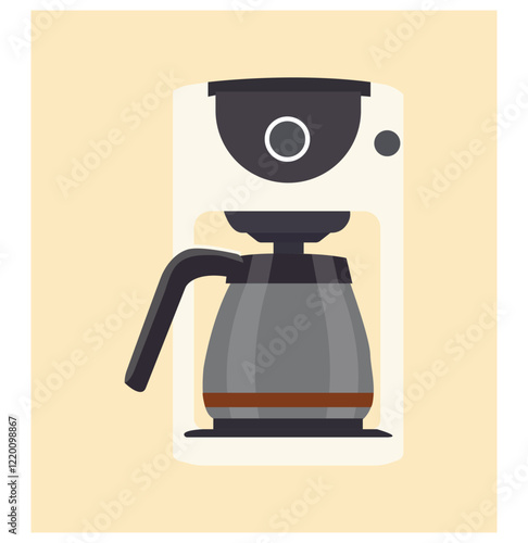 A sleek modern coffee maker flat vector illustration, perfect for kitchen or coffee-related designs