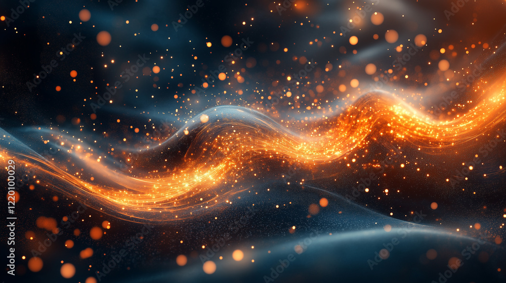 Obraz premium Abstract Glowing Particles Wave Background