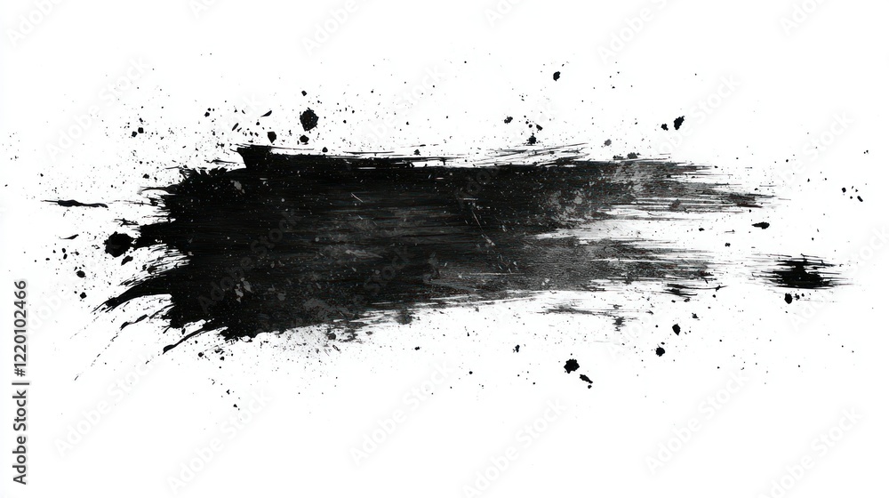 Black ink splatter abstract grunge brush stroke with white background texture Black ink splatter abstract grunge brush stroke with white background texture