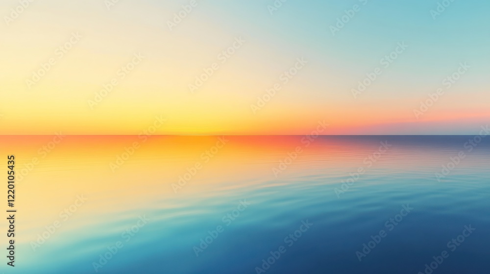 Calm Seascape with Horizon Sunset View, Reflecting Gentle Ocean Water Ripples Calm Seascape with Horizon Sunset View, Reflecting Gentle Ocean Water Ripples