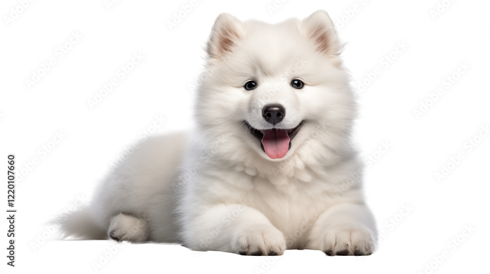 Adorable Samoyed Puppy Lying Down on a transparent background Adorable Samoyed Puppy Lying Down on a transparent background