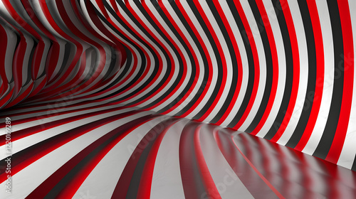 Wallpaper Mural A dynamic, abstract interior featuring wavy red, black, and white stripes. Torontodigital.ca