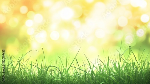 A serene background image featuring green grass and bokeh lights for a fresh feel