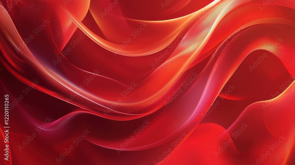 Obraz premium dynamic red background with smooth, curving patterns and soft, floating hearts