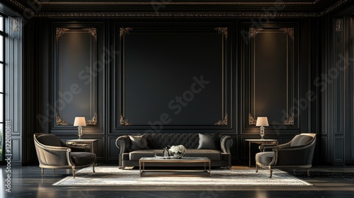 Elegant Black and Gold Interior Design
