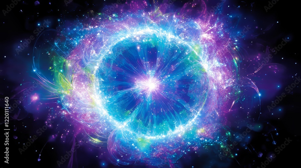 Fototapeta premium Cosmic Nebula Explosion Vibrant Energy Burst
