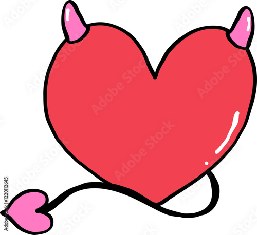 Playful Heart Illustration with Horns