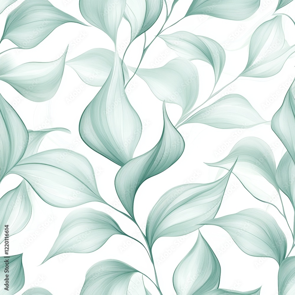 A green leafy pattern with white background
