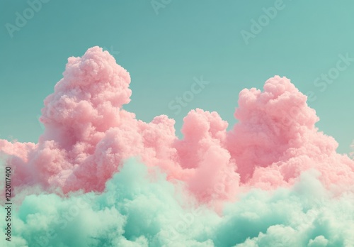 Pink and green clouds in the sky