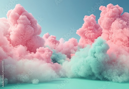 Pink and green clouds in the sky