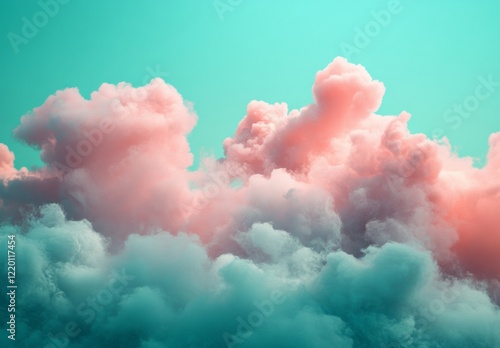 Pink and green clouds in the sky