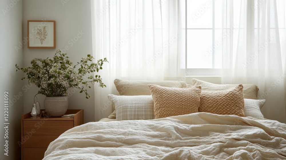 Soft Textiles in a Serene Bedroom Atmosphere Soft Textiles in a Serene Bedroom Atmosphere