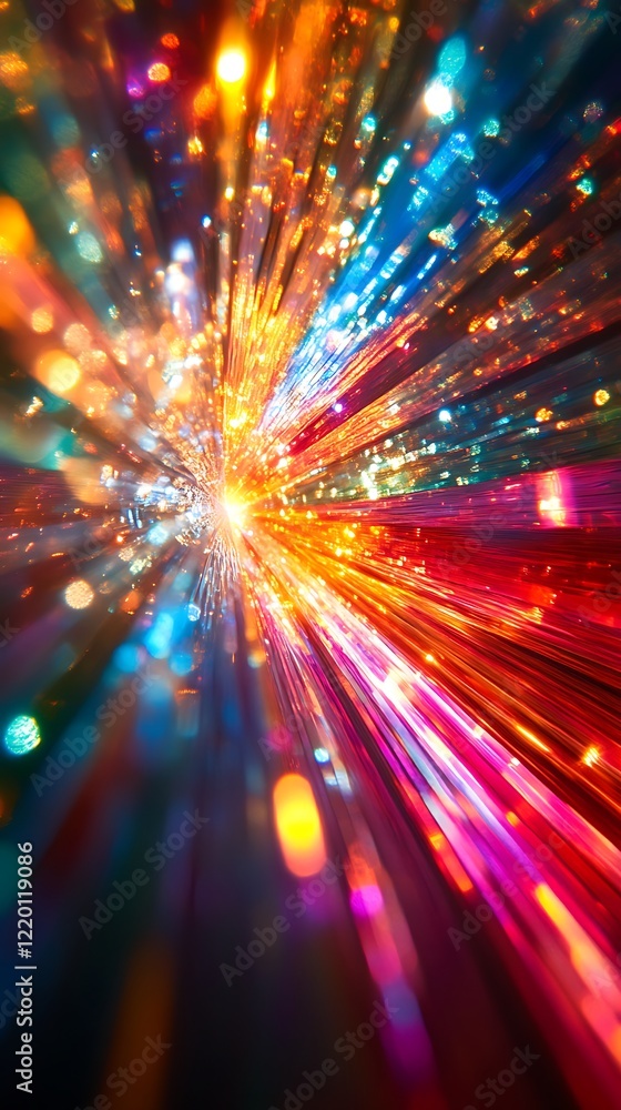 Naklejka premium Abstract Color Background with Motion Blur and Bokeh Light Rays