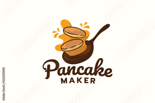 Dynamic pancake logo. It's great for bakery, cafe, restaurant, food truck, etc.