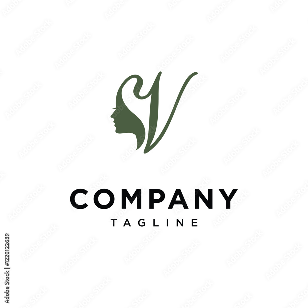Fototapeta premium Letter V Beauty Salon Logo Icon Vector