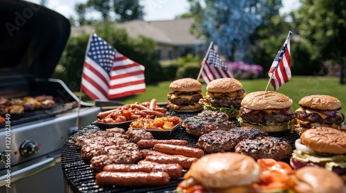 Backyard barbecue cookout featuring burgers and hot dogs home garden food photography summer vibes outdoor gathering