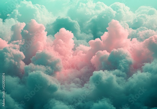 Pink and blue smoke clouds in the sky