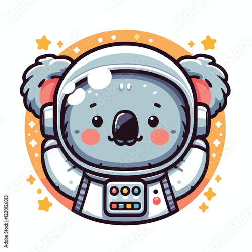 Cute Koala Astronaut Cartoon Vector Icon Illustration