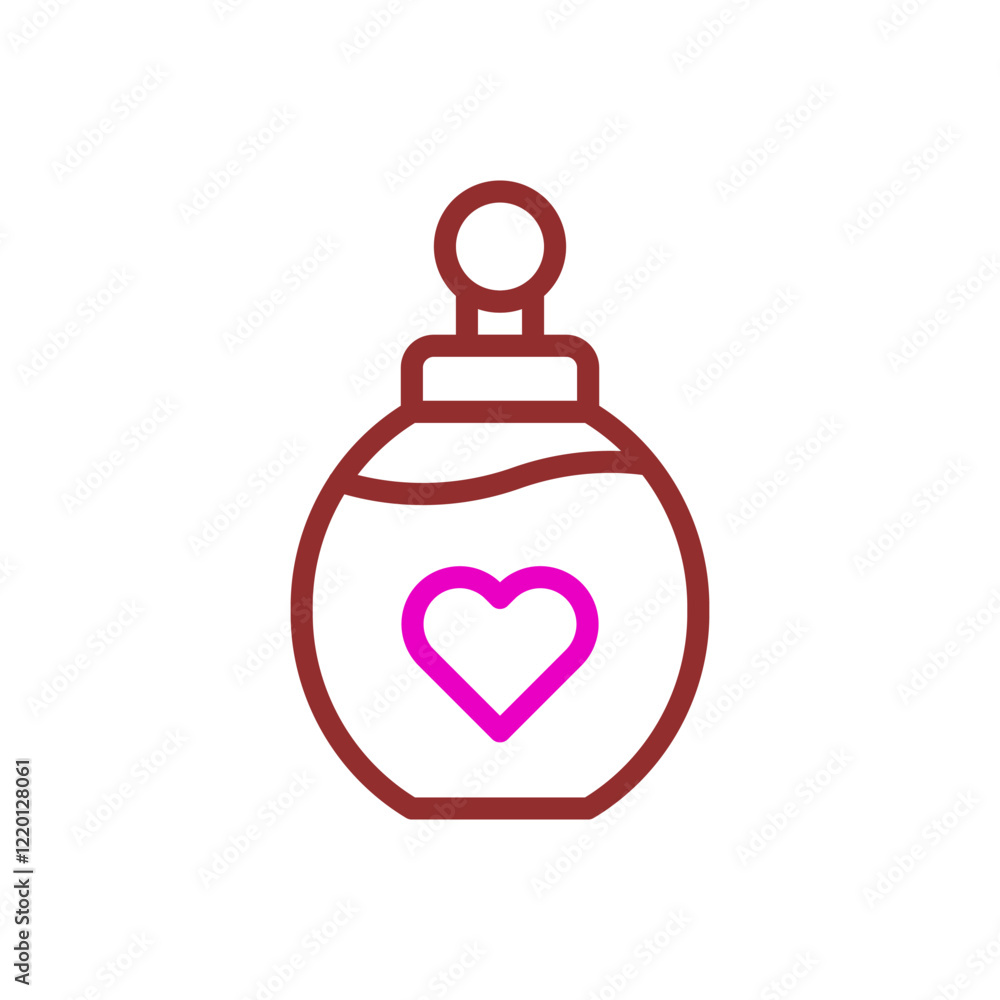 Perfume bottle with heart shape graphic on the front Perfume bottle with heart shape graphic on the front