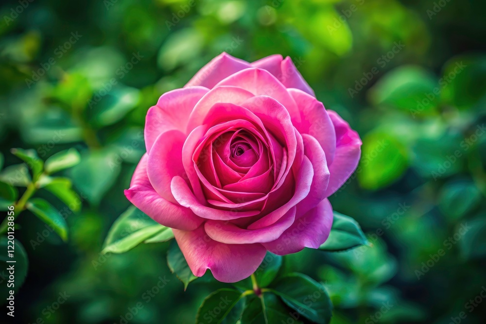 Aerial view reveals a breathtaking pink rose, its petals unfurling against a vibrant green landscape. Aerial view reveals a breathtaking pink rose, its petals unfurling against a vibrant green landscape.