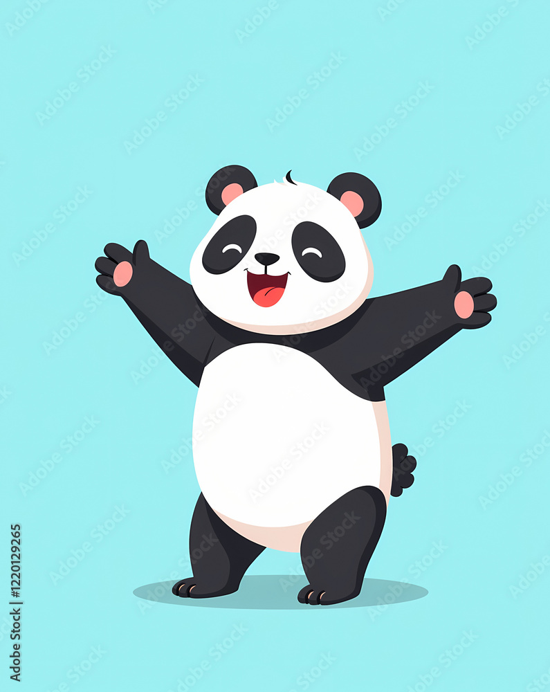 cheerful panda bear with open arms radiating positivity and friendliness cheerful panda bear with open arms radiating positivity and friendliness