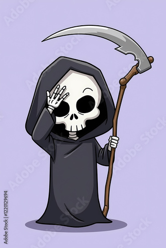 cartoon grim reaper with in a humorous pose