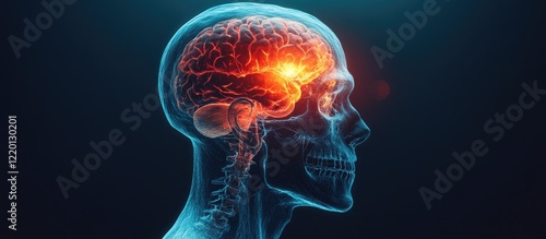 Human Brain Anatomy: 3D Render of Active Neurological System