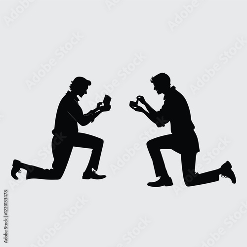  A man proposing marriage image silhouette vector art and illustration