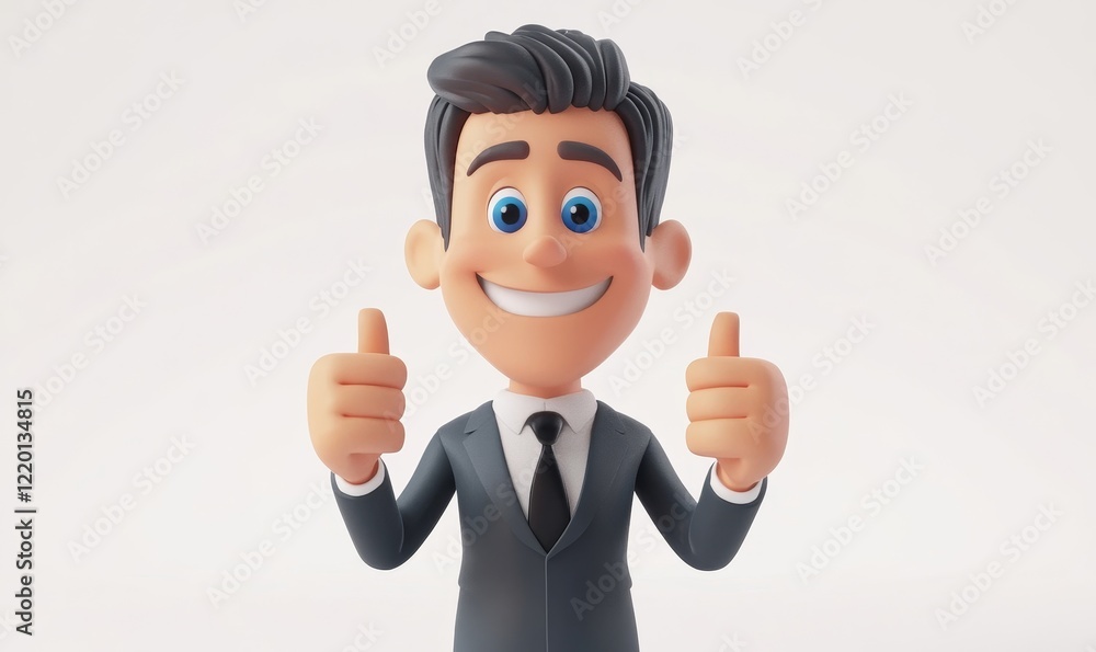 3D Cartoon Businessman Giving Thumbs Up Gesture, Smiling Happy Character in Positive Mood on White Background, Generative AI 3D Cartoon Businessman Giving Thumbs Up Gesture, Smiling Happy Character in Positive Mood on White Background, Generative AI