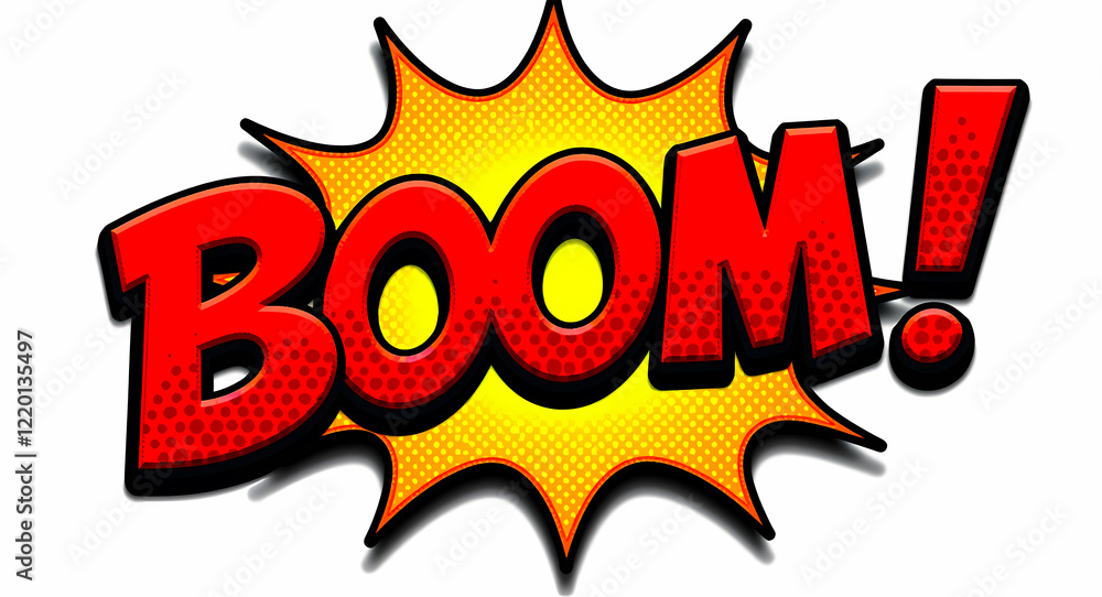 vibrant red boom! comic-style with yellow burst background vibrant red boom! comic-style with yellow burst background