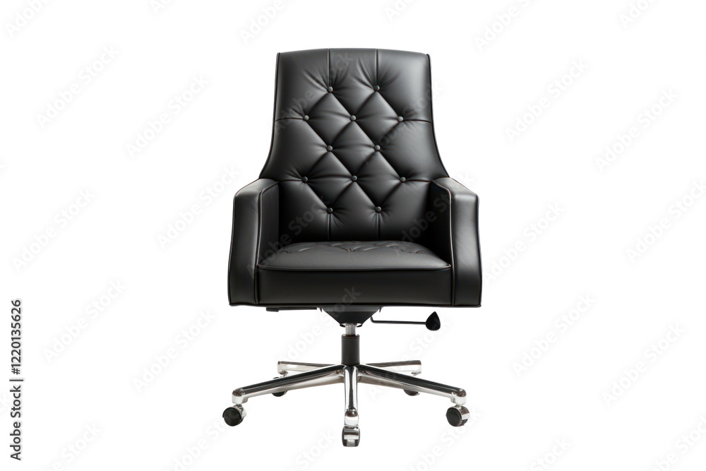 Obraz premium Luxurious executive chairman's chair with chrome accents, reclining function, and high-density foam padding, ideal for high-ranking officials.