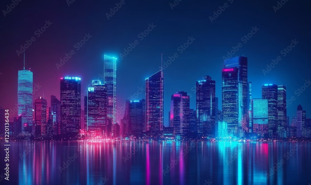 Futuristic Smart City with Advanced Telecommunication Network at Night - Digital Connectivity, IoT, Urban Innovation, and Modern Technology, Generative AI Futuristic Smart City with Advanced Telecommunication Network at Night - Digital Connectivity, IoT, Urban Innovation, and Modern Technology, Generative AI