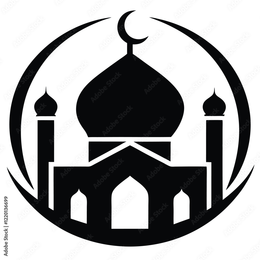Silhouette of a Mosque, Perfect for Religious or Cultural Imagery Silhouette of a Mosque, Perfect for Religious or Cultural Imagery