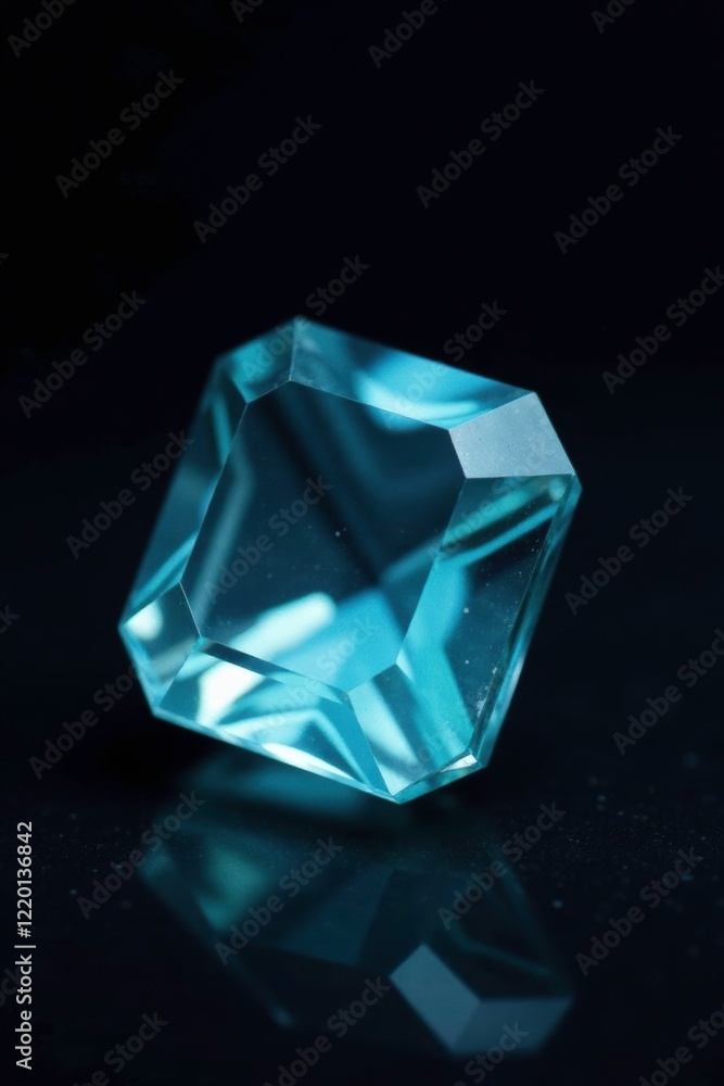 Deep blue aquamarine beryl gemstone on black background, precious stones, mineral Deep blue aquamarine beryl gemstone on black background, precious stones, mineral