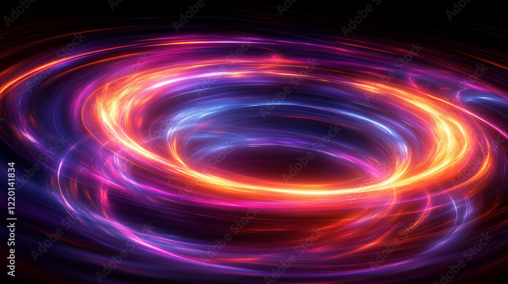 Abstract Cosmic Spiral With Vibrant Glowing Particles Abstract Cosmic Spiral With Vibrant Glowing Particles