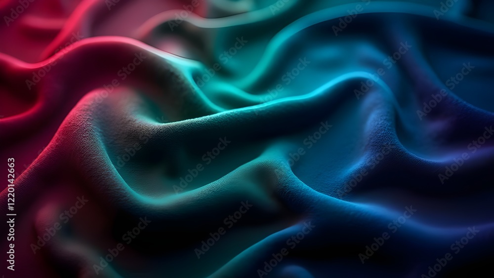 Fototapeta premium Rich Velvet Background Deep Burgundy, Emerald, and Blue with Soft Sheen and Folds