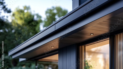 Wallpaper Mural Modern Architectural Detail: Eaves, Lighting, and Dark Exterior Torontodigital.ca