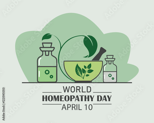 World Homeopathy day is celebrated annually on April 10th. the day is a celebration of both homeopaths and those who have been healed with homeopathy. Vector illustration.