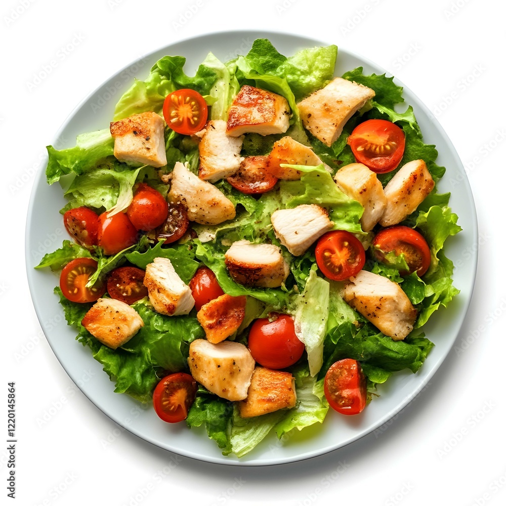 Caesar salad with tomatoes toasts and chicken Caesar salad with tomatoes toasts and chicken