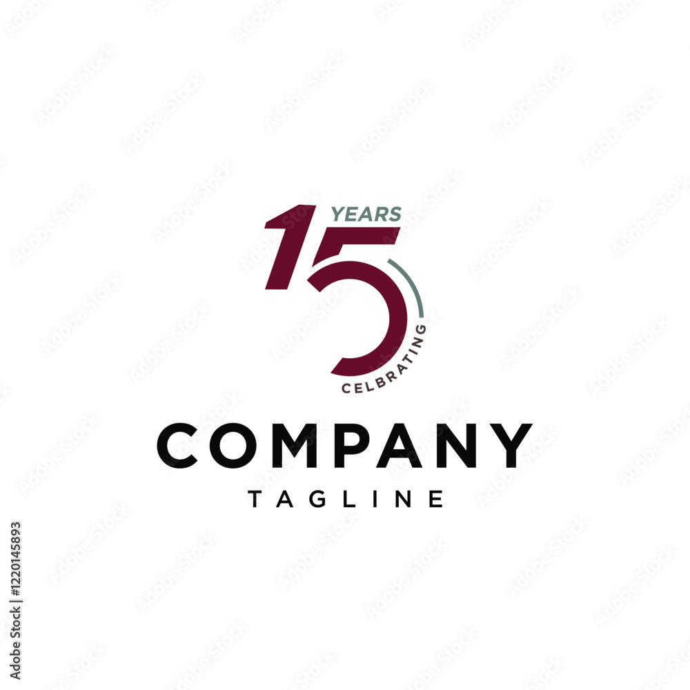 Fototapeta premium 15 Years Celebrating Anniversary Logo Icon Vector