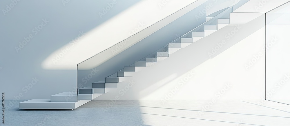 Fototapeta premium Modern Minimalist White Staircase Interior Design