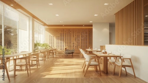 Modern Cafe Interior with Natural Light photo