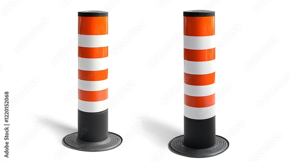 Pair of Reflective Safety Bollards: Enhancing Parking Lot Security Pair of Reflective Safety Bollards: Enhancing Parking Lot Security
