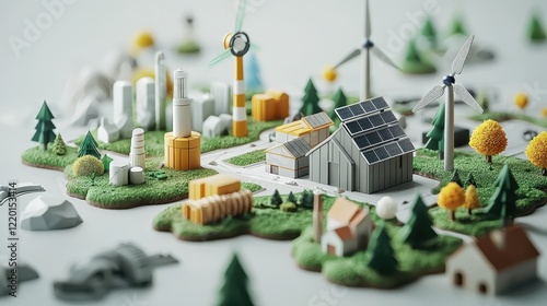 A city with a lot of buildings and a windmill