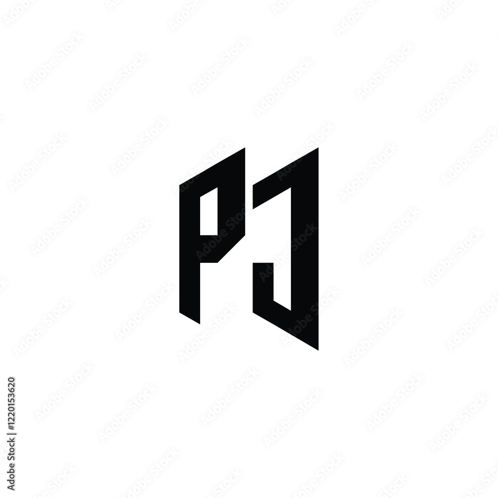 Obraz premium PJ monogram logo design letter text name symbol monochrome logotype alphabet character simple logo